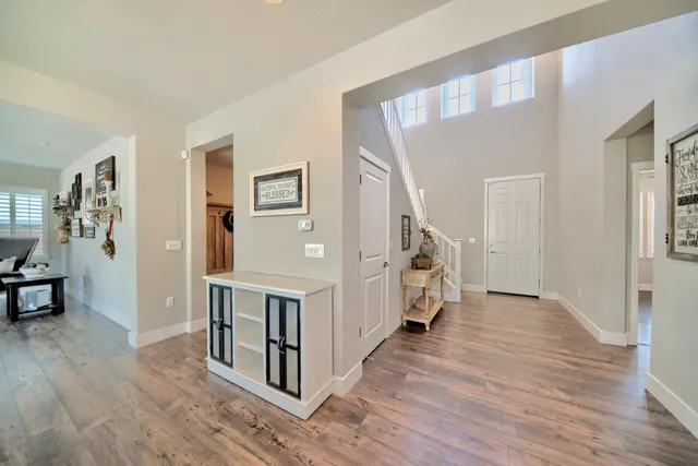 a bedroom with furniture and a bed