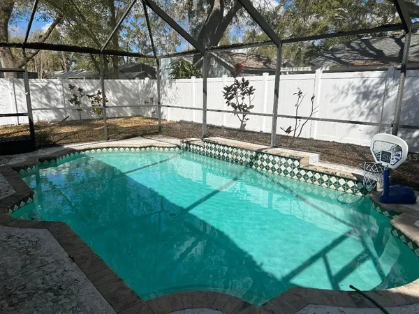 a view of a backyard