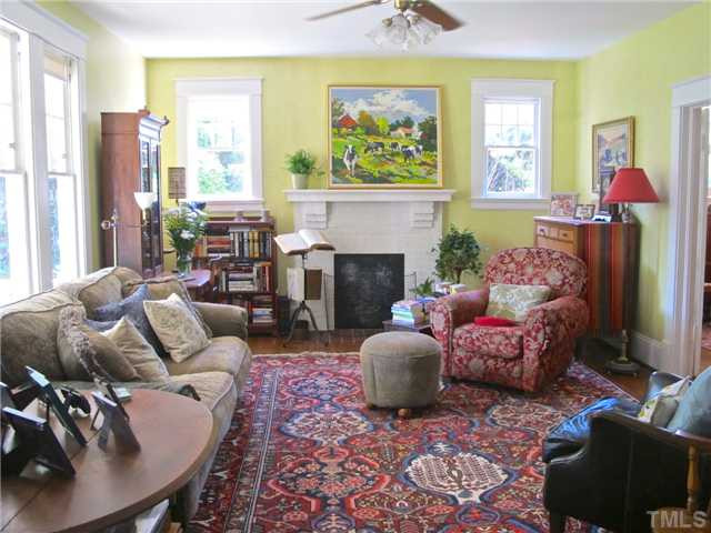 1909 Sunset Drive Raleigh, NC 27608 - Photo 4 of 25 Living Room w/Fireplace