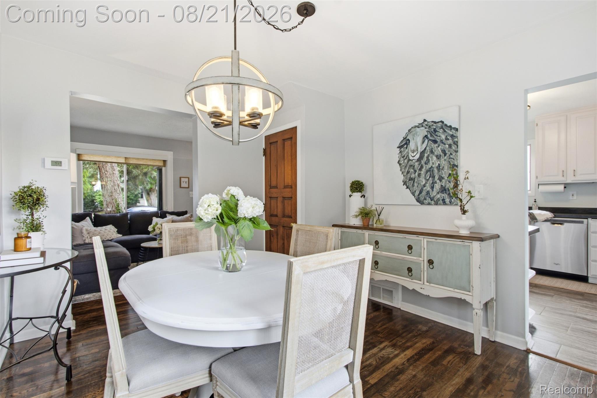 1383 Princeton Road Berkley, MI 48072 - Photo 6 of 28 Wood-finish flooring, recessed lighting, and a contemporary chandelier