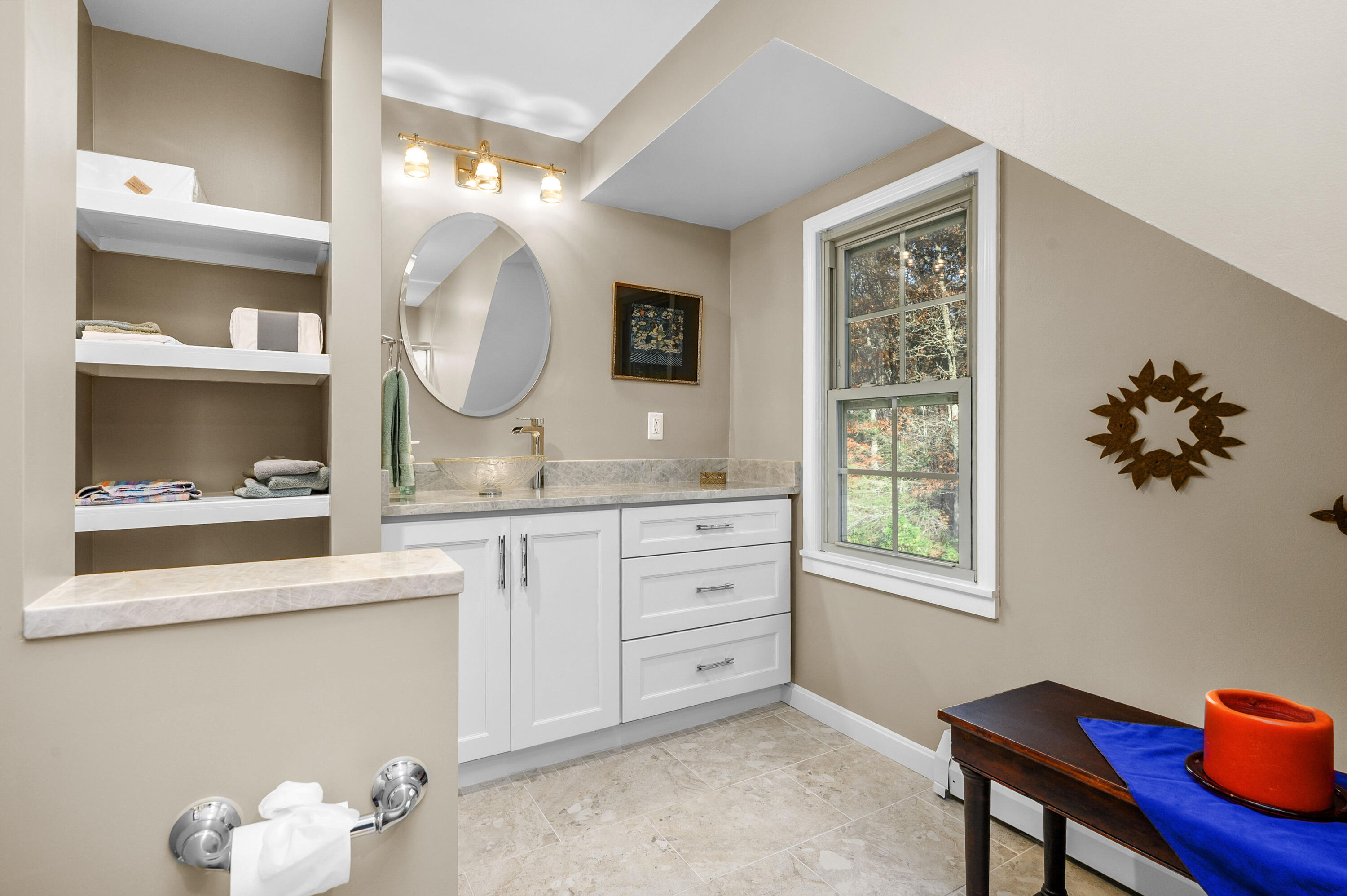 523 Bumps River Road Osterville, MA 02655 - Photo 28 of 49 a bathroom with a granite countertop sink mirror and vanity