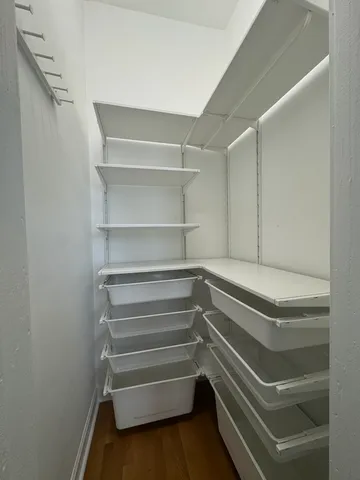 a storage room with empty racks