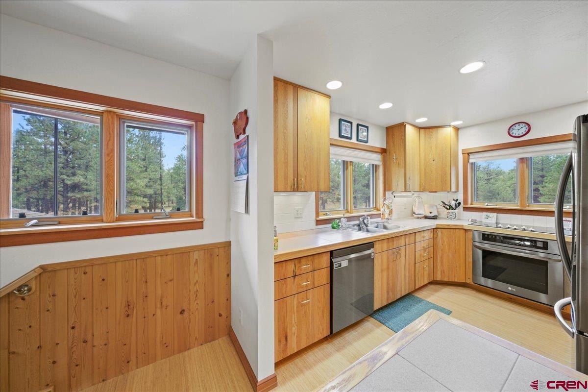 66 Blue Stem Ridgway, CO 81432 - Photo 5 of 19 a large kitchen with stainless steel appliances granite countertop a stove and a sink