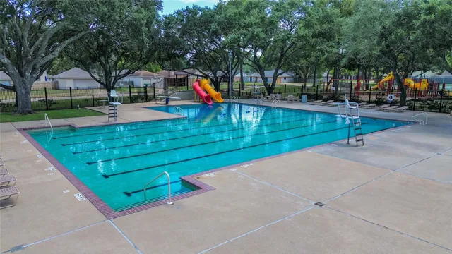 a view of a park with slides
