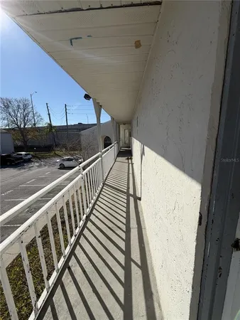 a view of swimming pool from a window