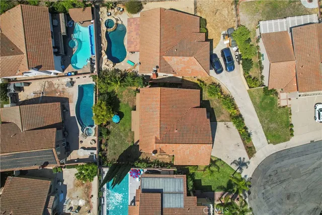 an aerial view of a house