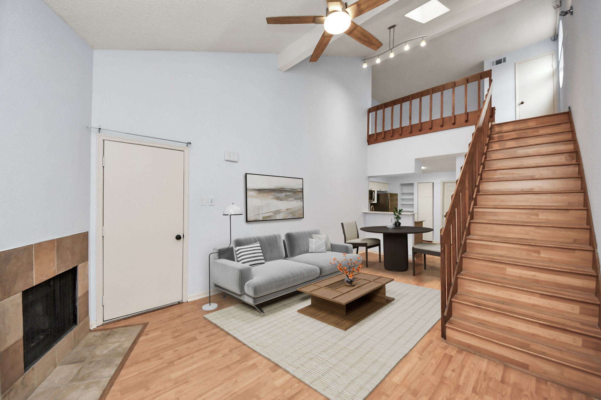 2425 Holly Hall Street, Unit C54 Houston, TX 77054 - Photo 2 of 24 a living room with furniture and a fireplace