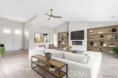 a living room with furniture