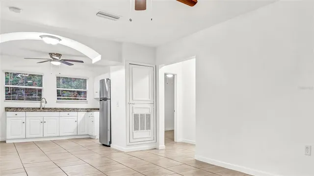 a view of a kitchen with a sink