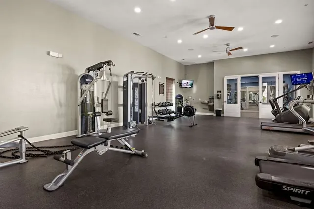 a view of a room with gym equipment