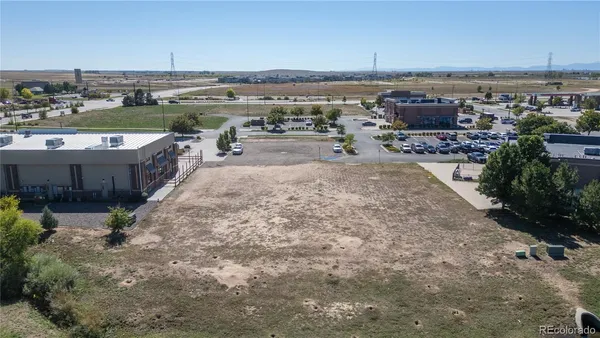 an aerial view of a town with big trees