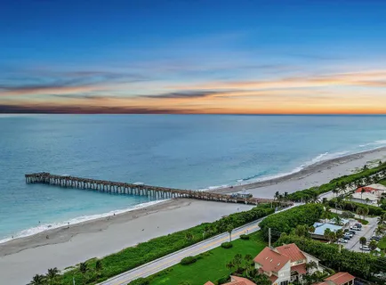a view of an ocean with a nearby beach