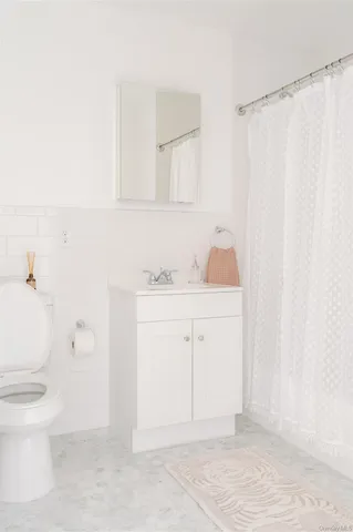 a bathroom with a sink toilet and vanity