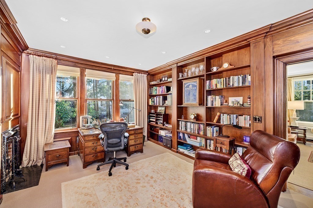72 Pine Ridge Road Newton, MA 02468 - Photo 17 of 41 a living room with furniture a bookshelf and a large window