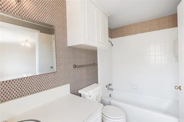 a bathroom with a toilet and a bathtub
