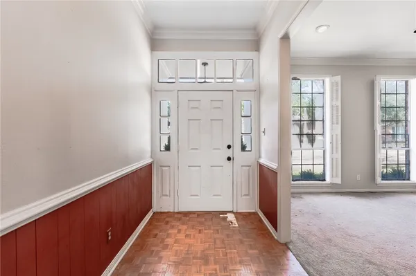 an empty room with windows