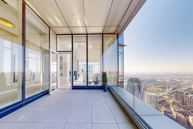 a view of a city from a balcony