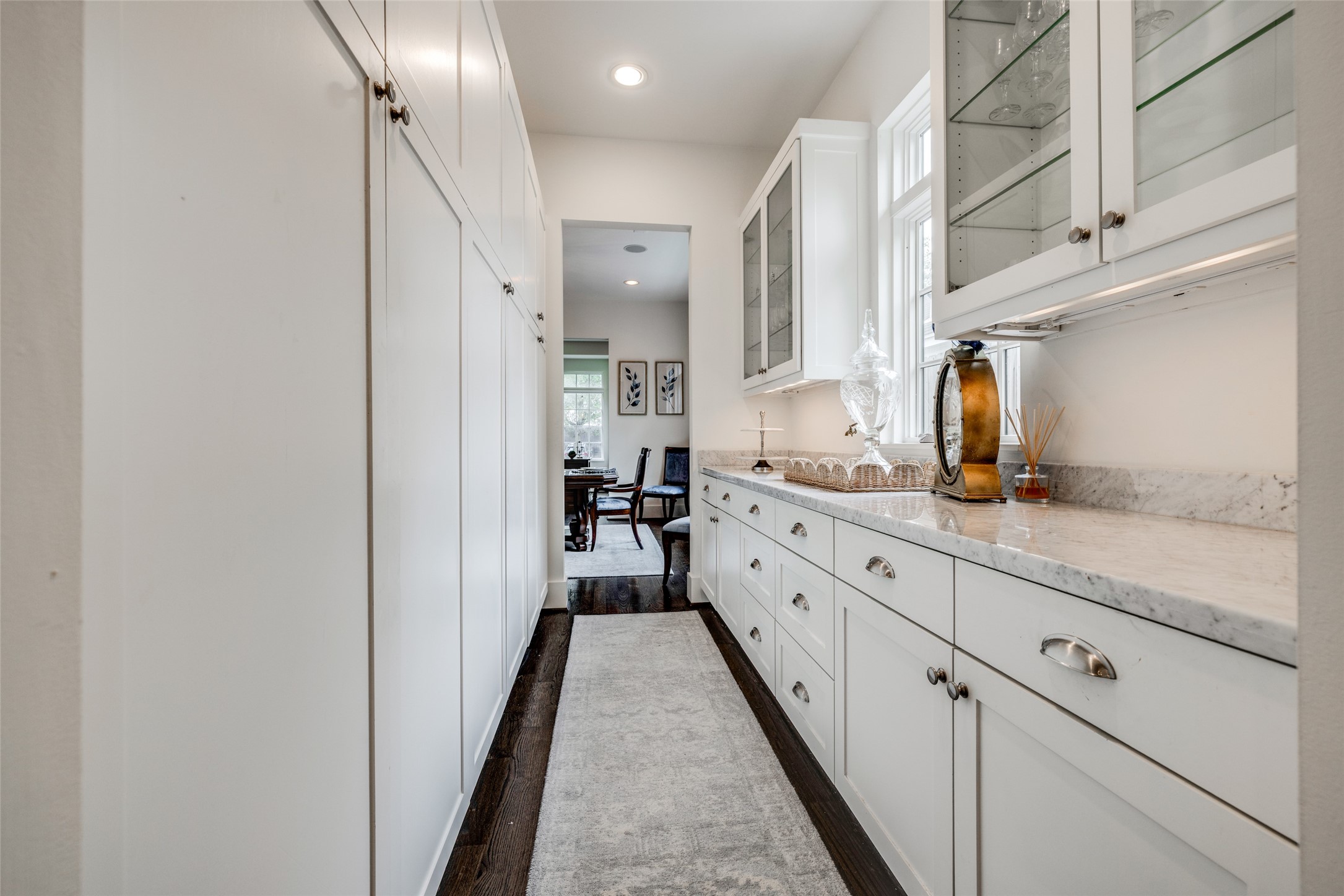 2815 Albans Road Houston, TX 77005 - Photo 27 of 50 Back Kitchen area with lots of extra storage, pantry space, broom cupboard & window for natural light, Butlers Pantry - wonderful entertaining space