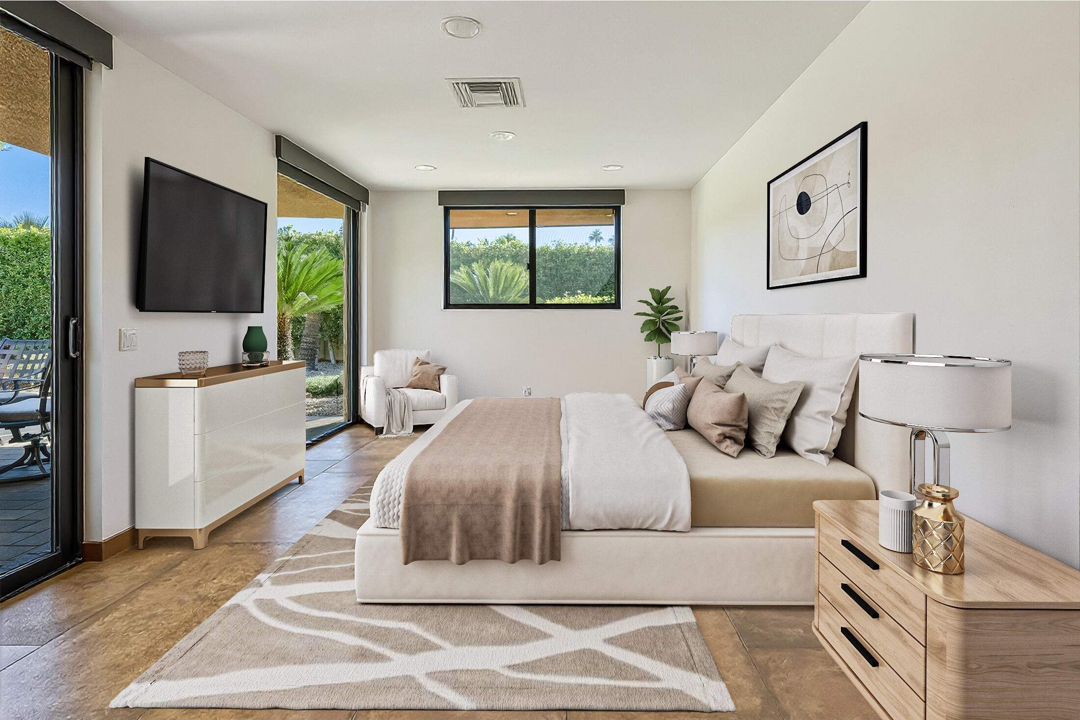 70150 Thunderbird Road Rancho Mirage, CA 92270 - Photo 28 of 67 a bedroom with a bed and a flat screen tv