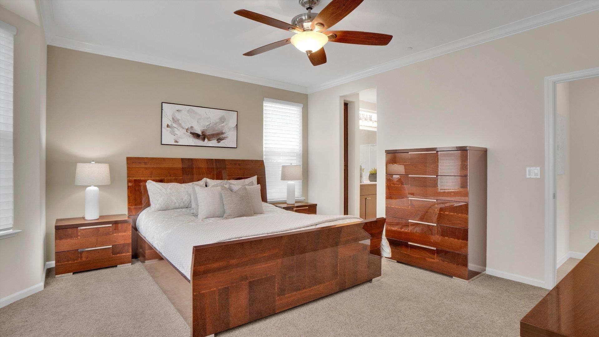 499 Twin Lakes Lane Rio Vista, CA 94571 - Photo 18 of 32 a bed room with a bed and a ceiling fan