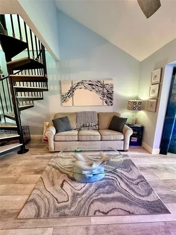 a living room with furniture