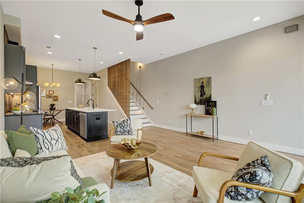 454 Connally Street Southeast Atlanta, GA 30312 - Photo 4 of 32 a living room with furniture and a ceiling fan