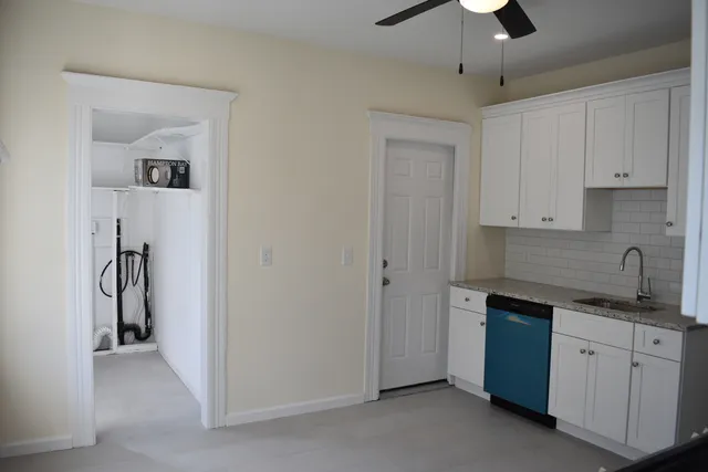 a bathroom with a bathtub
