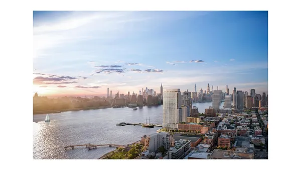 a view of a city with tall buildings