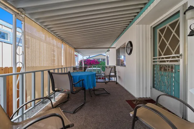 a dining room with furniture