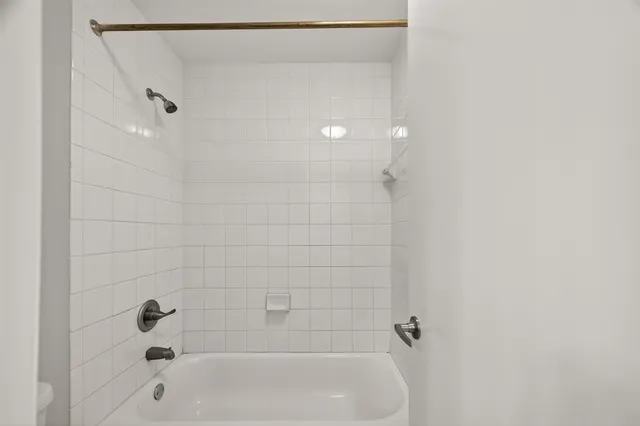 a bathroom with a bathtub