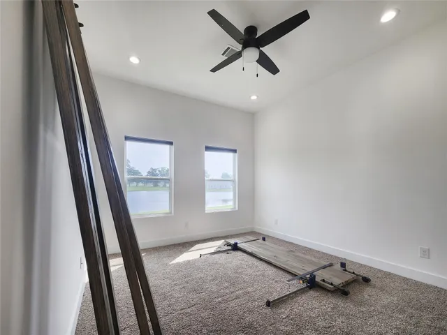 a view of a room with a window