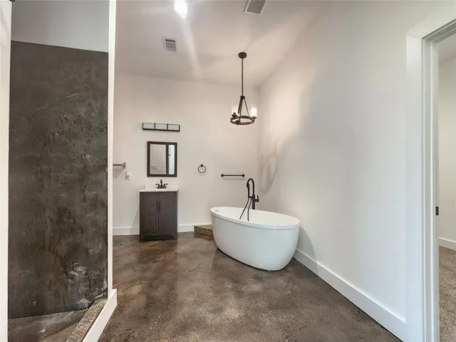 a view of yard with swimming pool and green space