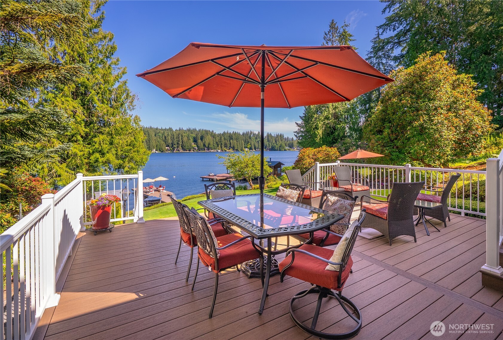 29 Northwest Lake Roesiger Road Snohomish, WA 98290 - Photo 19 of 38 a view of a chair and table on the deck
