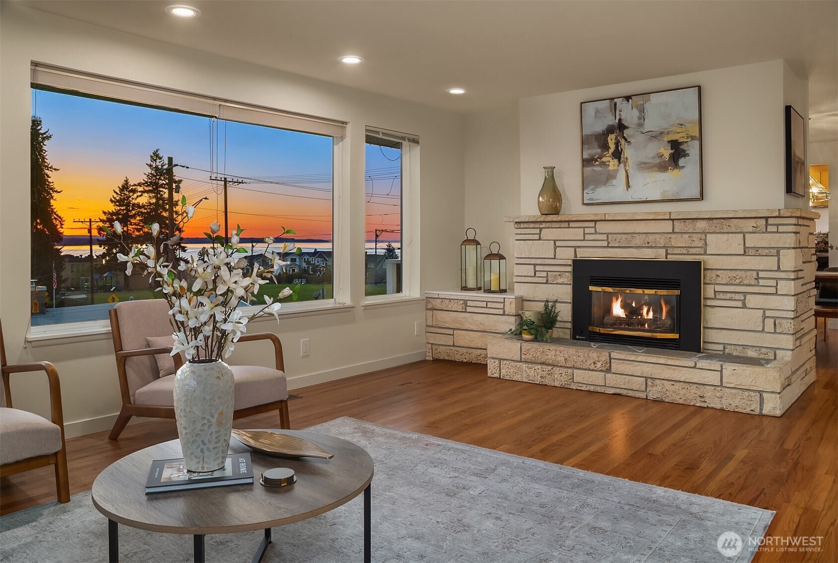 814 Dayton Street Edmonds, WA 98020 - Photo 6 of 36 a living room with furniture a fireplace and a potted plant