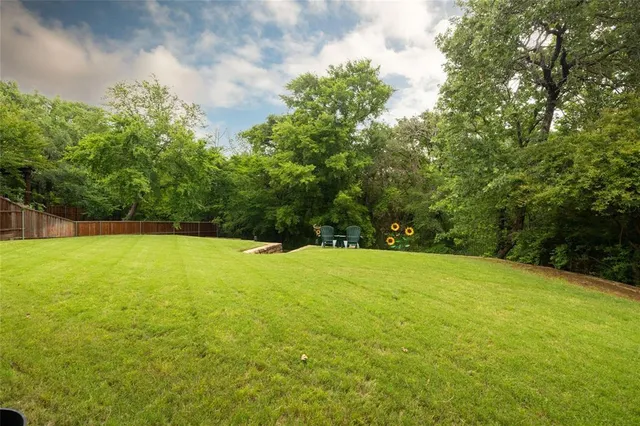 a view of a swimming pool with a yard