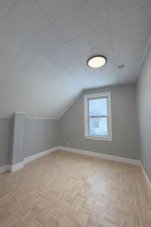 a view of a room with a window