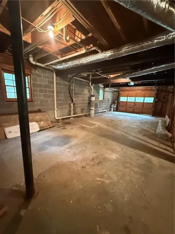 a view of under construction area of a garage