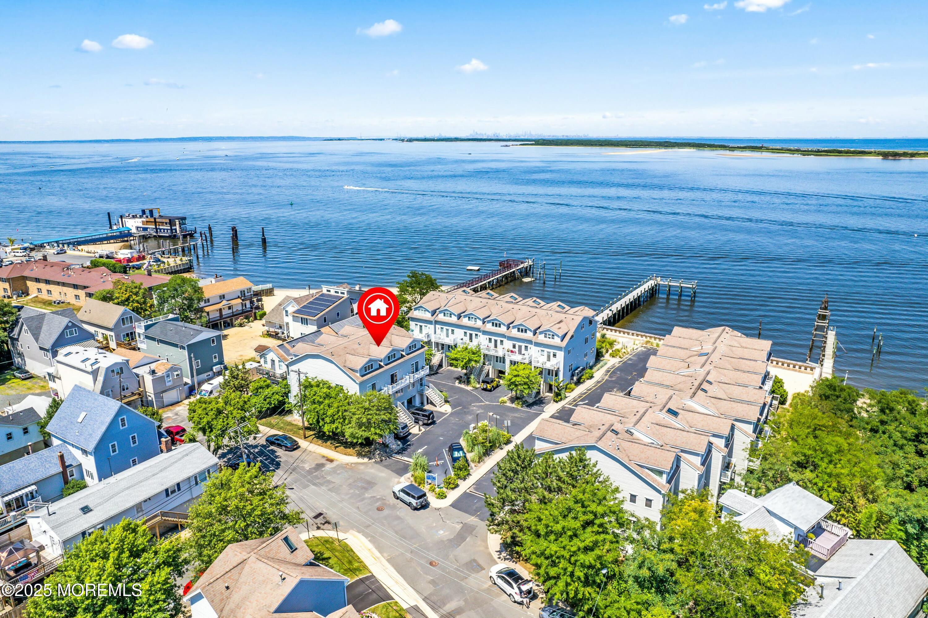 an aerial view of a house with a garden