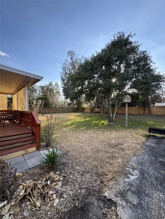 a view of a yard with tree s