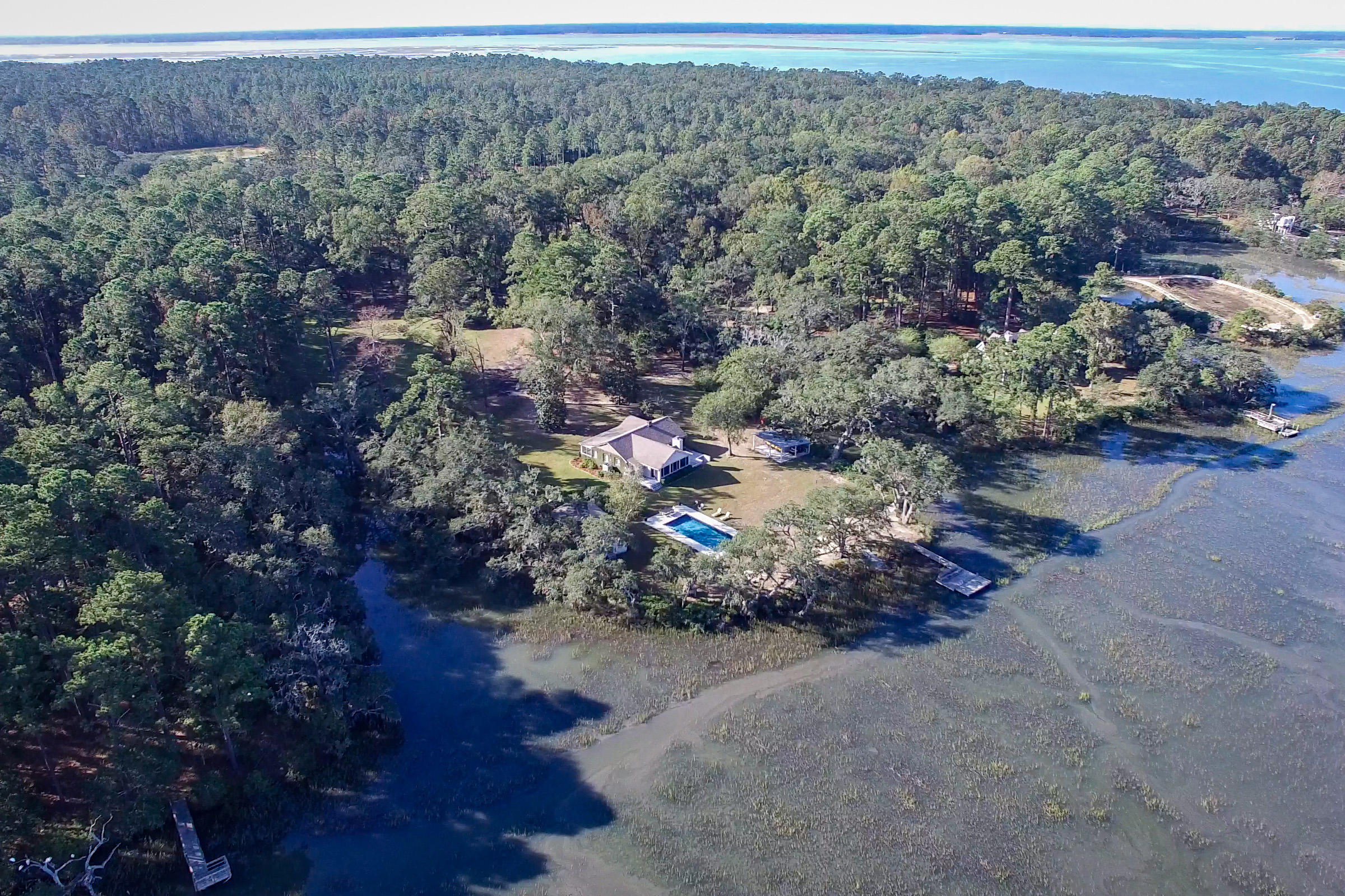 6960 Bears Bluff Road Wadmalaw Island, SC 29487 - Photo 1 of 74 6960BearsBluff-Aerial-1