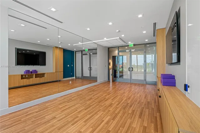 a room with gym equipment