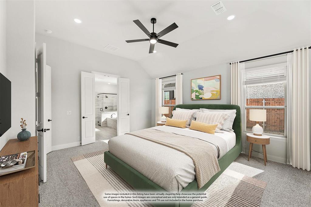 4213 Bel Air Drive Midlothian, TX 76065 - Photo 20 of 40 a bedroom with a large bed mirror and a window