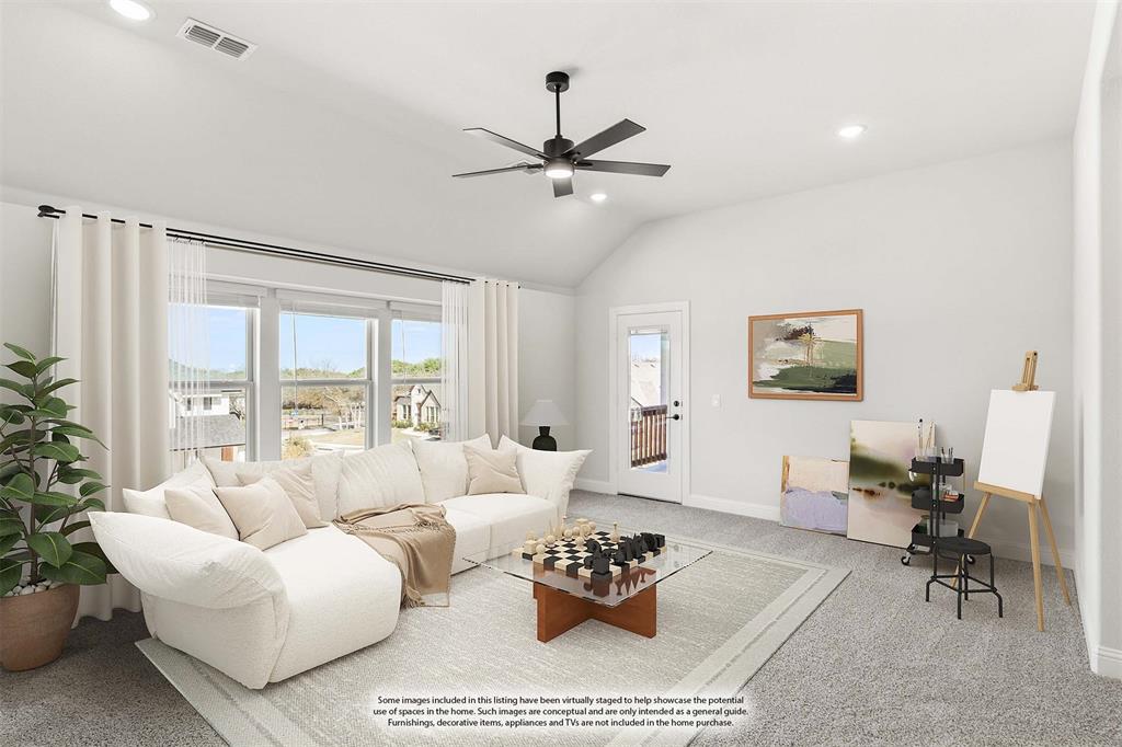 4213 Bel Air Drive Midlothian, TX 76065 - Photo 25 of 40 a living room with furniture a rug potted plant and a large window