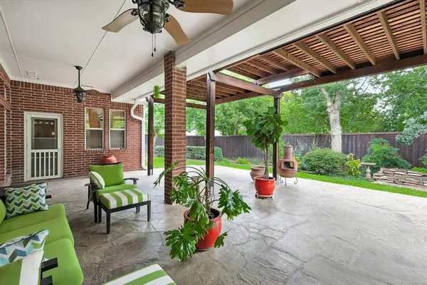 a garden view with sitting space