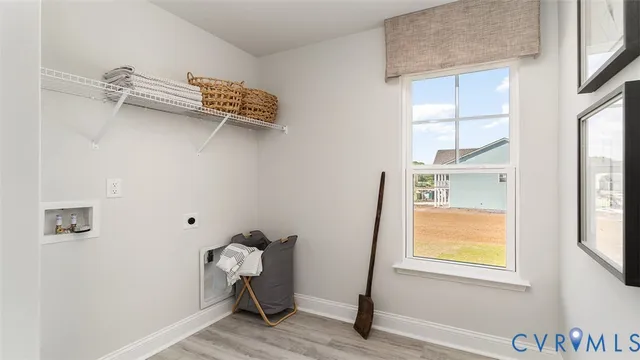 a room with a window and a table