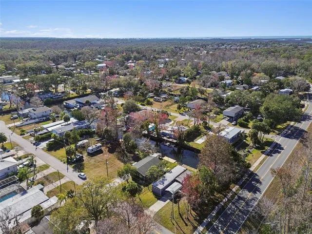 an aerial view of a house