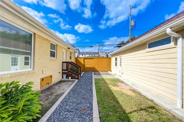 a bathroom with a large window