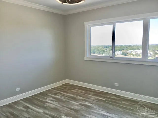 a view of a small space with a window