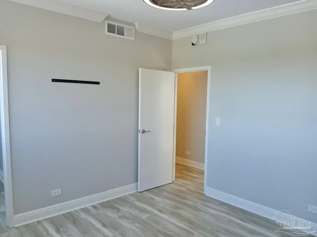 a view of a small space with a window