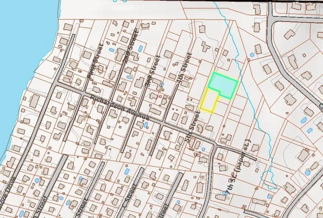 a view of a backyard with trees